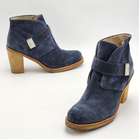 UGG Australia Brienne Suede Indigo Buckle Ankle Booties Size 9.5 - Picture 1 of 12